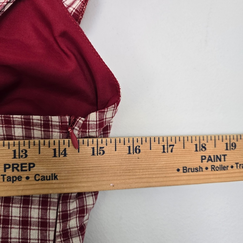 NWT Rihoas Women V Neck Plaid Slip Mini Dress Small Red Coquette Ruffle Summer - Picture 11 of 11